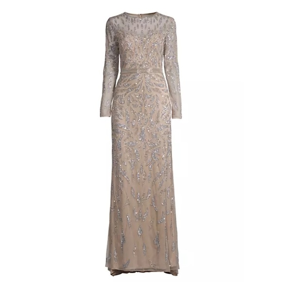 NEW Mac Duggal Beaded Long Sleeve Evening Full Length Gown Sz. 12 - Picture 9 of 9